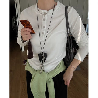 Button-up long T-shirt