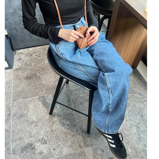 Wide denim pants