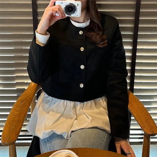 Cropped collarless jacket