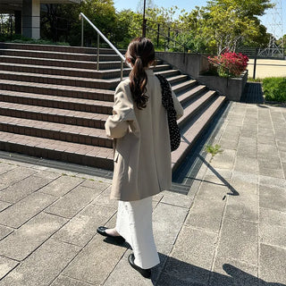 Back-slit cotton long skirt