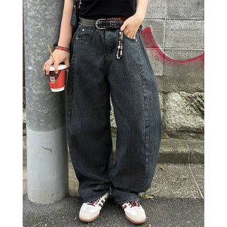 Striped denim pants