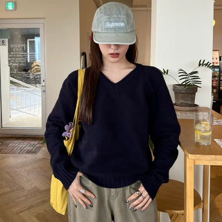 (Unisex) V-neck basic knit
