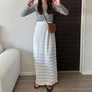 Lace wave long skirt