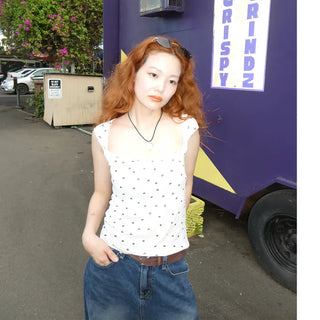 Dot Cap Sleeve Top