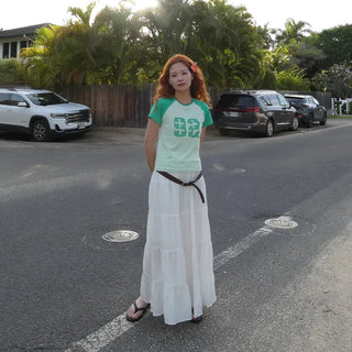 Lace tiered long skirt