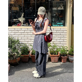 Checked camisole mini dress