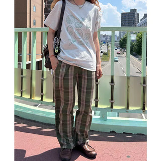Loose-fit banding check pants