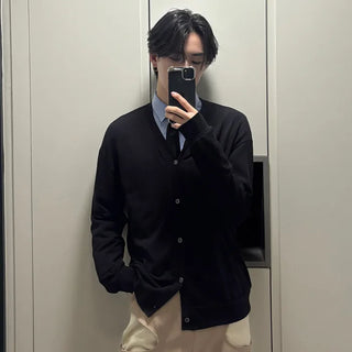 V-neck knit cardigan