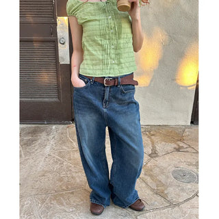 Washed Loose Fit Denim Pants