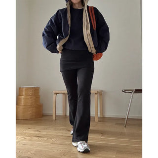 Wrap bootcut ribbed pants