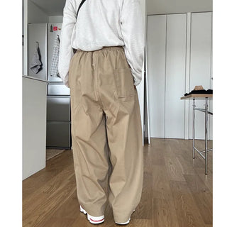 Two-pleat wide cotton pants