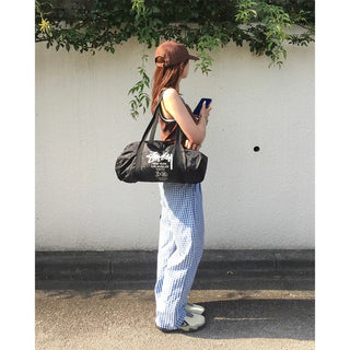 Gingham check wide seersucker pants