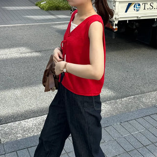 Ribbon knit vest