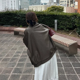 Oversized eco-leather jacket