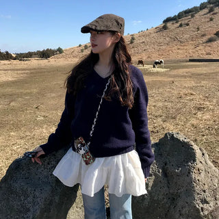 (Unisex) V-neck basic knit
