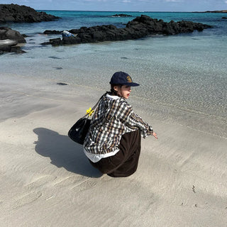 (Unisex) Cotton Check Windbreaker