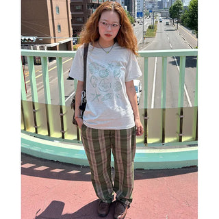 Loose-fit banding check pants