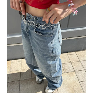 Embroidered denim pants