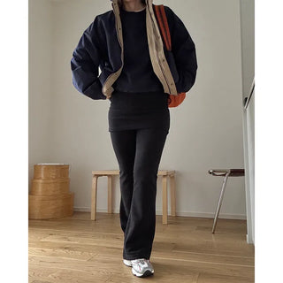 Two-tone hooded oversized jacket