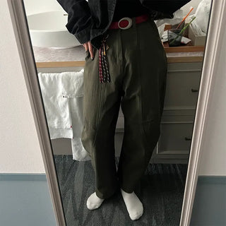 Seam-detailed khaki pants