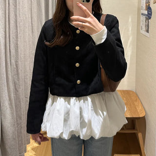 Cropped collarless jacket