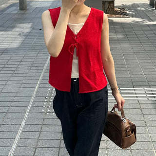 Ribbon knit vest