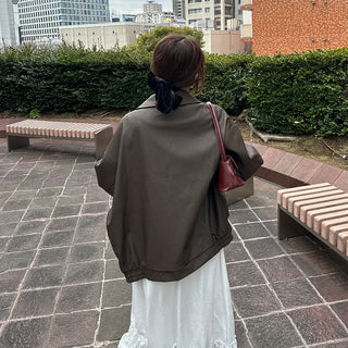 Oversized eco-leather jacket