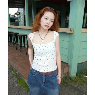 Dot Cap Sleeve Top