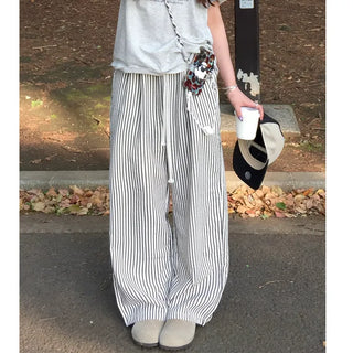 Striped string wide pants
