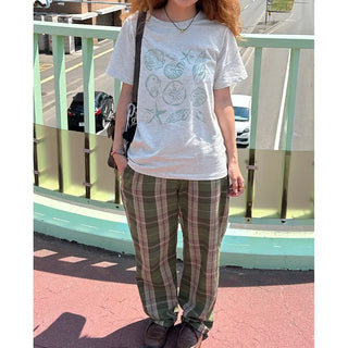 Loose-fit banding check pants