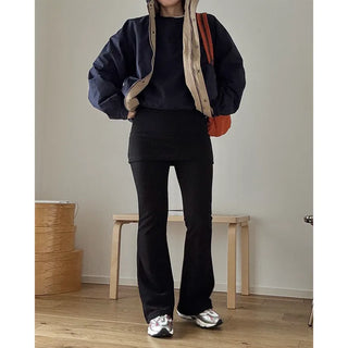 Two-tone hooded oversized jacket