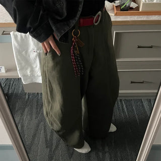 Seam-detailed khaki pants