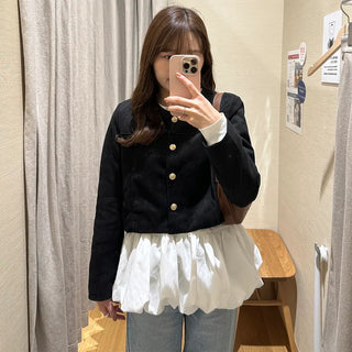 Cropped collarless jacket