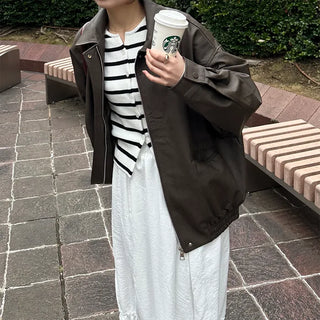 Oversized eco-leather jacket