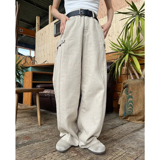 Side-strap wide-leg pants