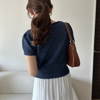 Half-sleeve knit cardigan