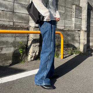 Wide denim pants