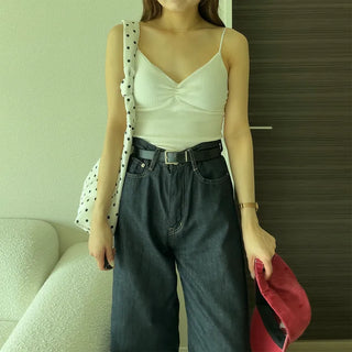 Shirred strap bra top