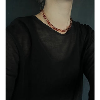 Clear brown ball necklace