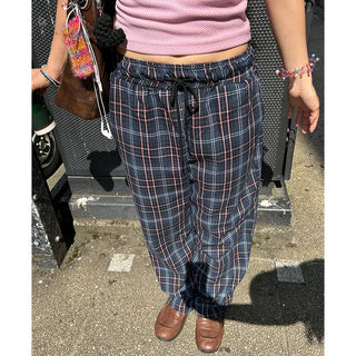 Loose-fit banding check pants