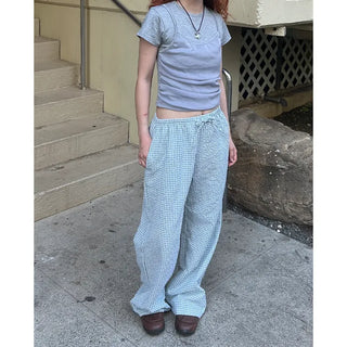 Gingham check cotton pants