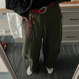 Seam-detailed khaki pants