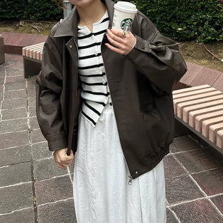 Oversized eco-leather jacket
