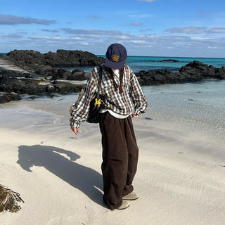 (Unisex) Cotton Check Windbreaker