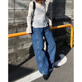 Wide denim pants