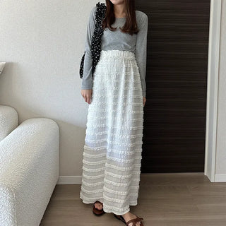 Lace wave long skirt