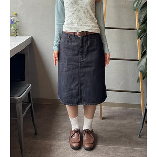 Denim midi skirt