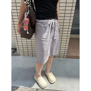 Bordered string midi skirt