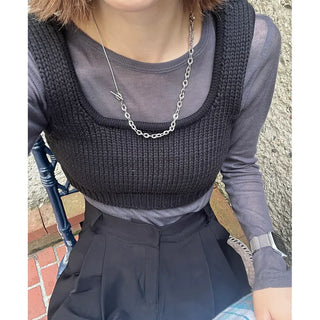 Chain design buckle necklace