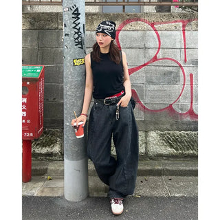 Striped denim pants